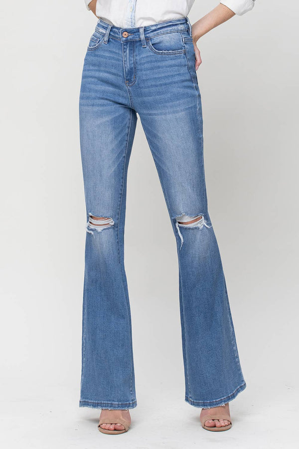 Vervet Sulfur Springs High Rise Stretch Distressed Flare