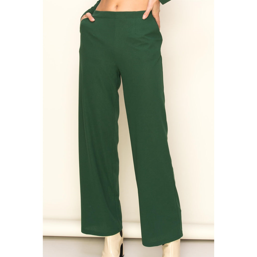 Green EVERYDAY OUTINGS HIGH WAISTED WIDE-LEG PANTS– Alair Gift Shop